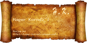 Hager Kornél névjegykártya